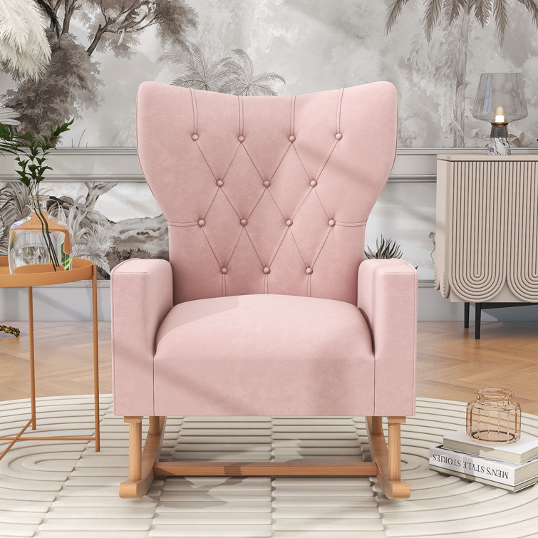 High back discount upholstered rocking chair